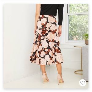 Who What Wear Floral Print Midi Slip Skirt